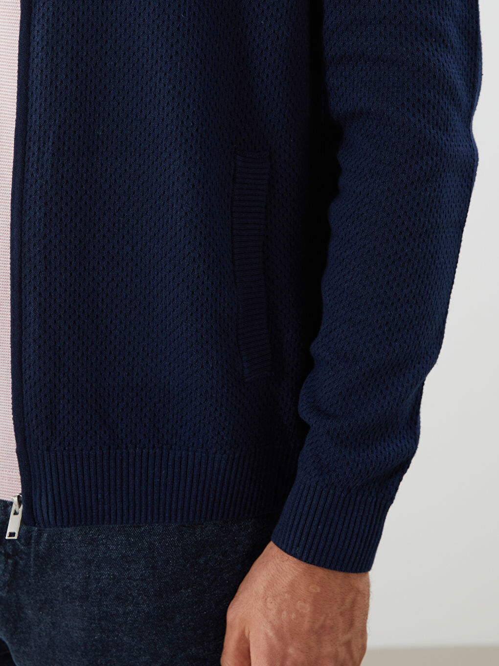Regular Fit Funnel Neck Men's Knit Cardigan-2