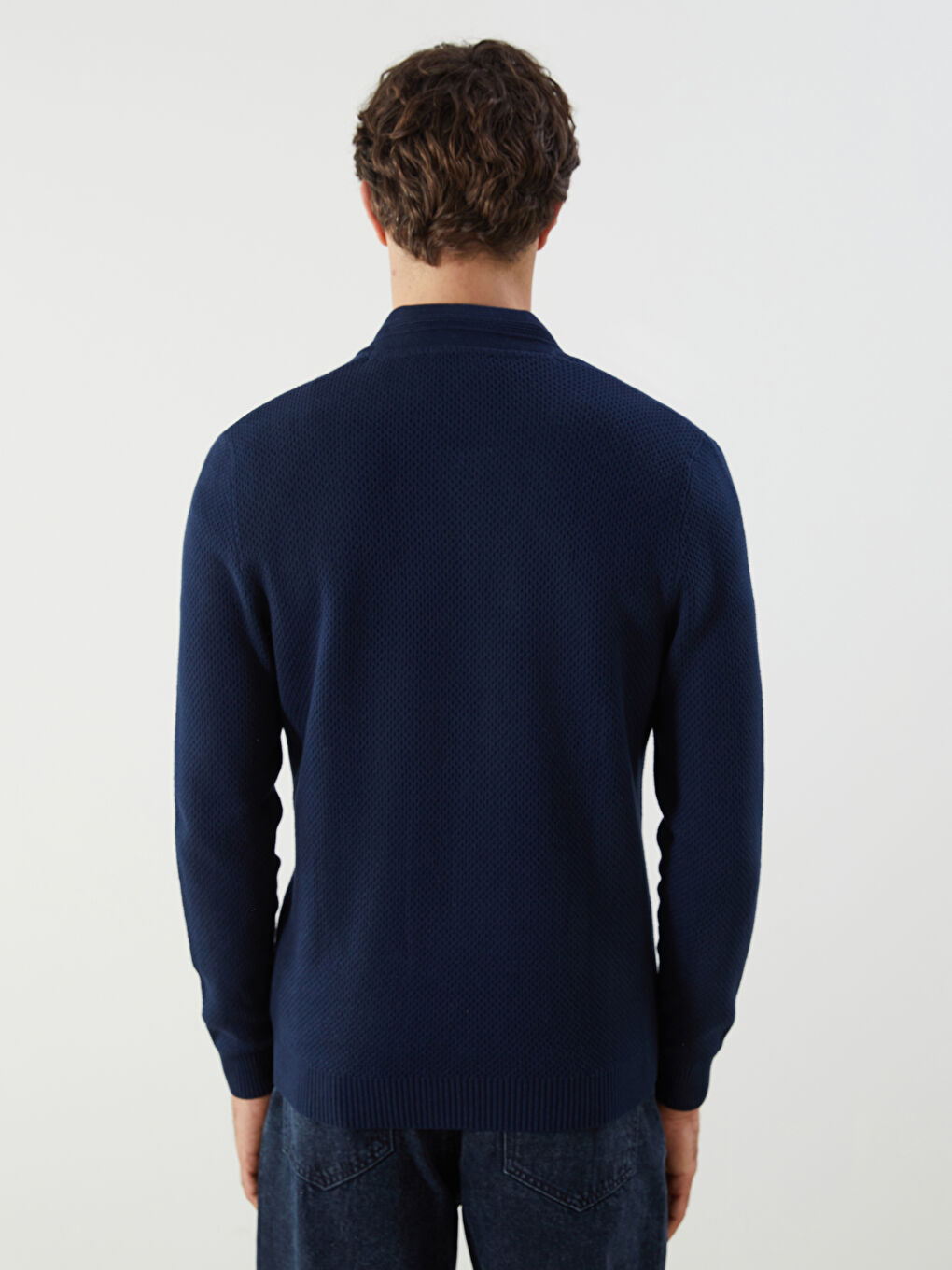 Regular Fit Funnel Neck Men's Knit Cardigan-3