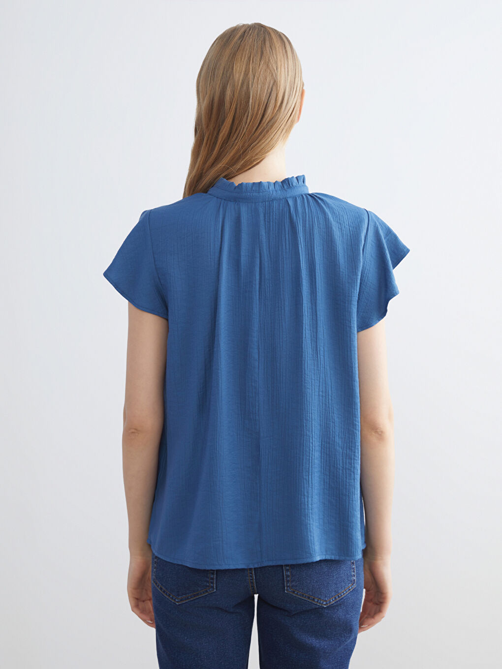 Bluza s teksturom i vezanjem oko vrata-3