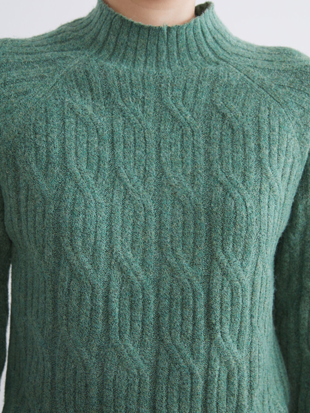 Funnel Neck Patterned Women's Knit Sweater-2