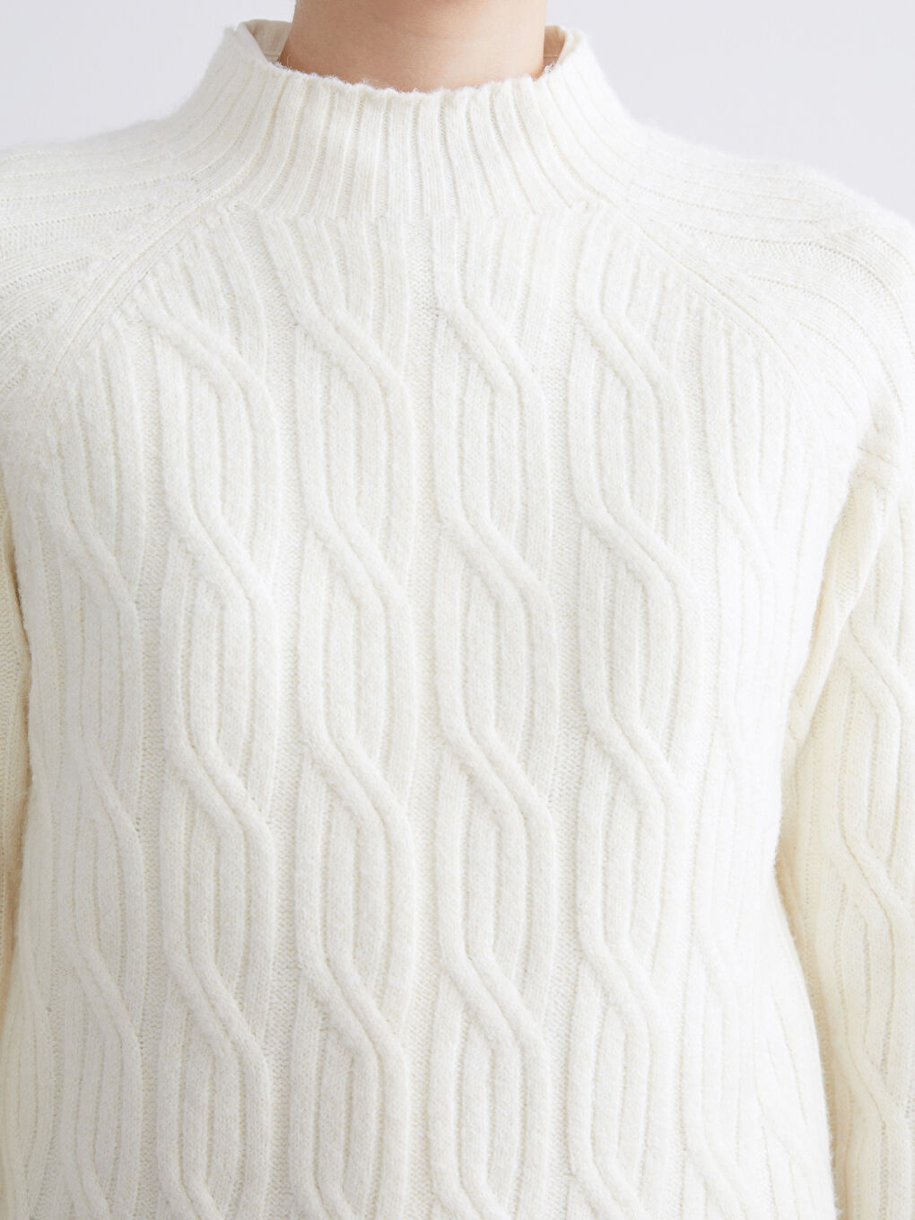 Funnel Neck Patterned Women's Knit Sweater-2
