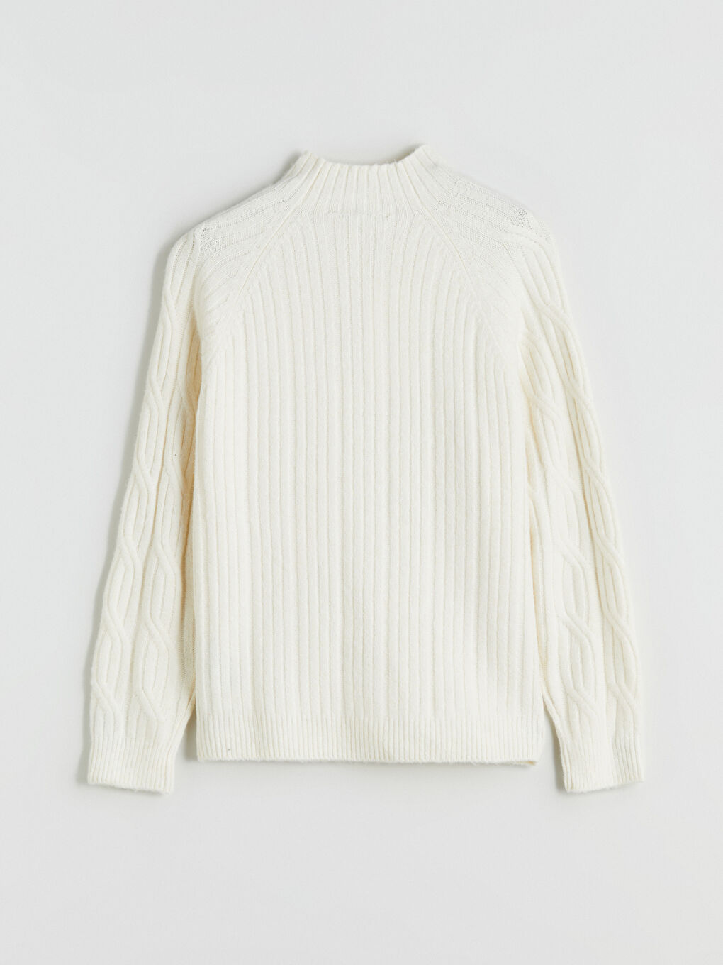 Funnel Neck Patterned Women's Knit Sweater-5