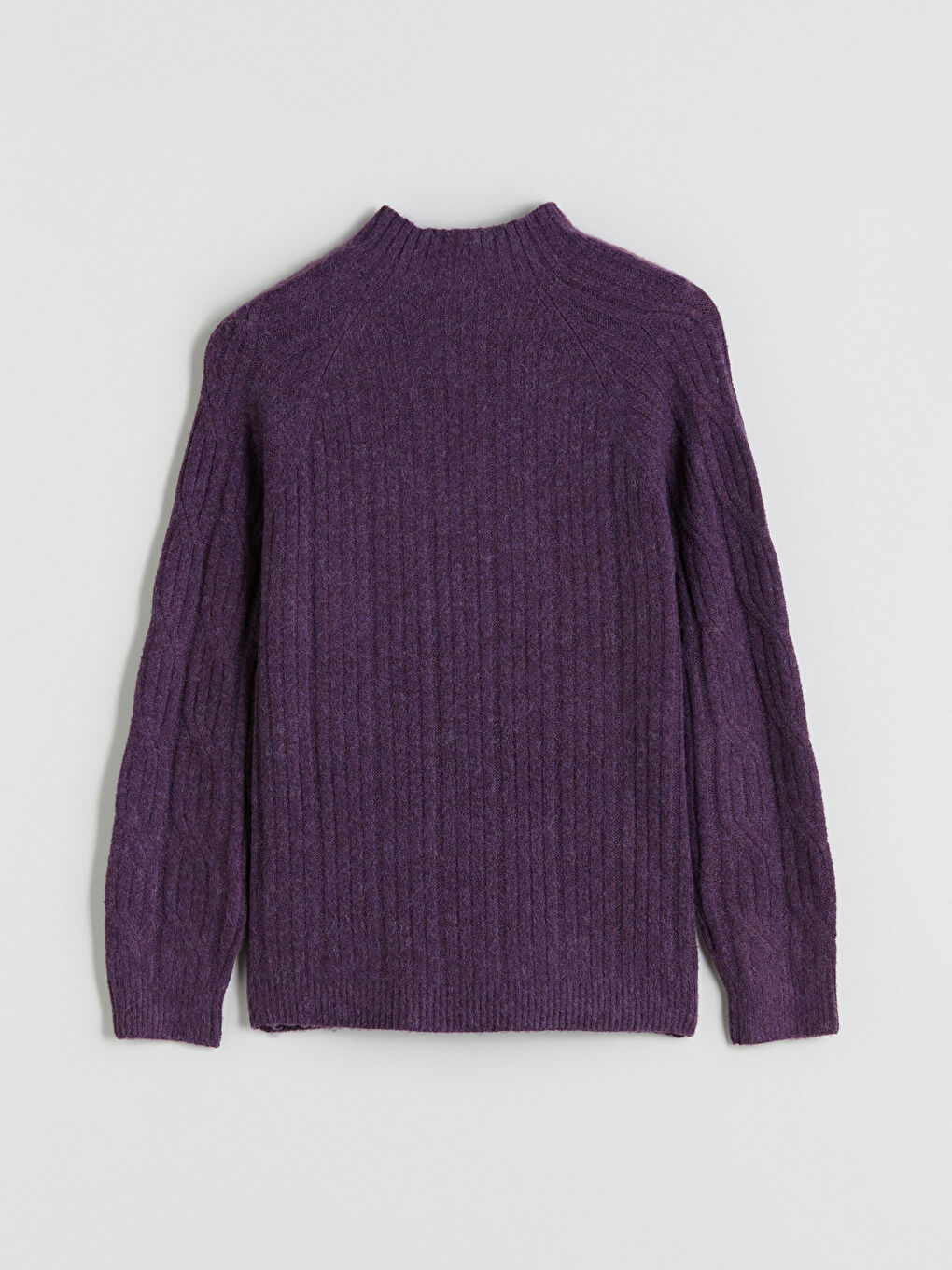 Funnel Neck Patterned Women's Knit Sweater-5