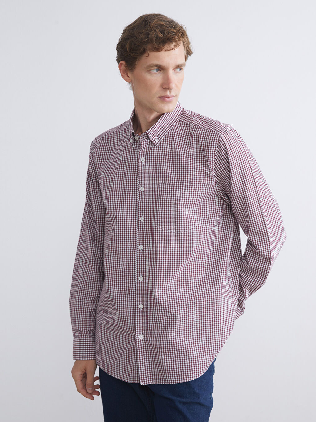 LCWAIKIKI Classic Regular Fit Long Sleeve Plaid Poplin Men's Shirt -W5FF14Z8-LLH
