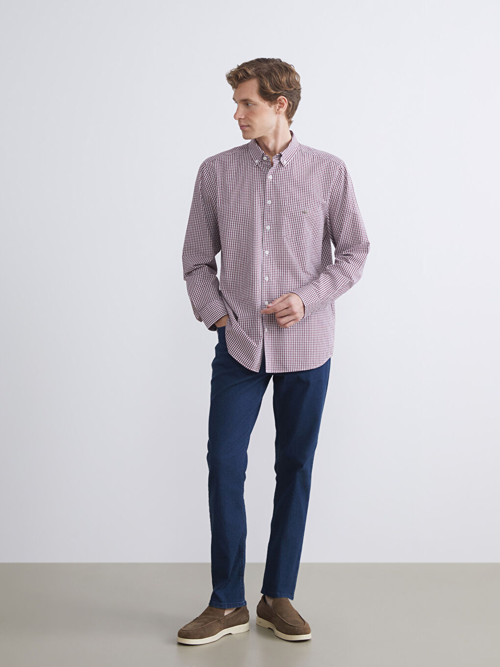 LCWAIKIKI Classic Regular Fit Long Sleeve Plaid Poplin Men's Shirt -W5FF14Z8-LLH