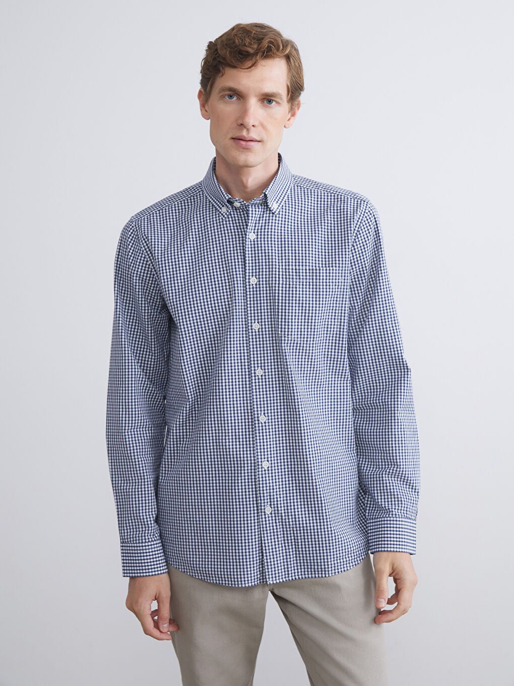 LCWAIKIKI Classic Regular Fit Long Sleeve Plaid Poplin Men's Shirt -W5FF14Z8-LN6