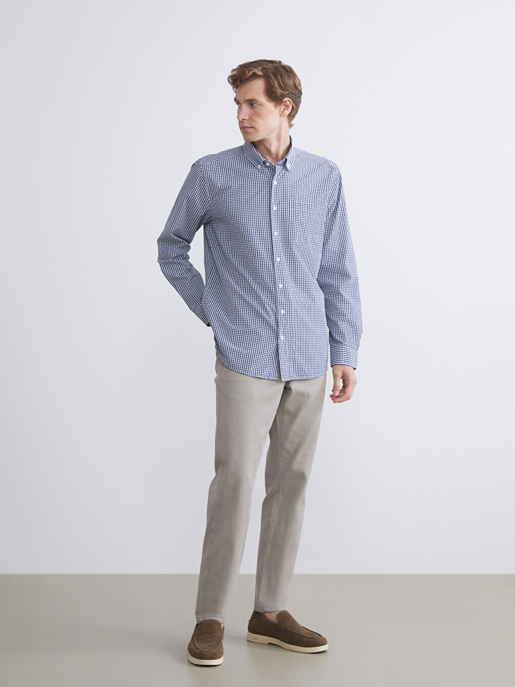 LCWAIKIKI Classic Regular Fit Long Sleeve Plaid Poplin Men's Shirt -W5FF14Z8-LN6