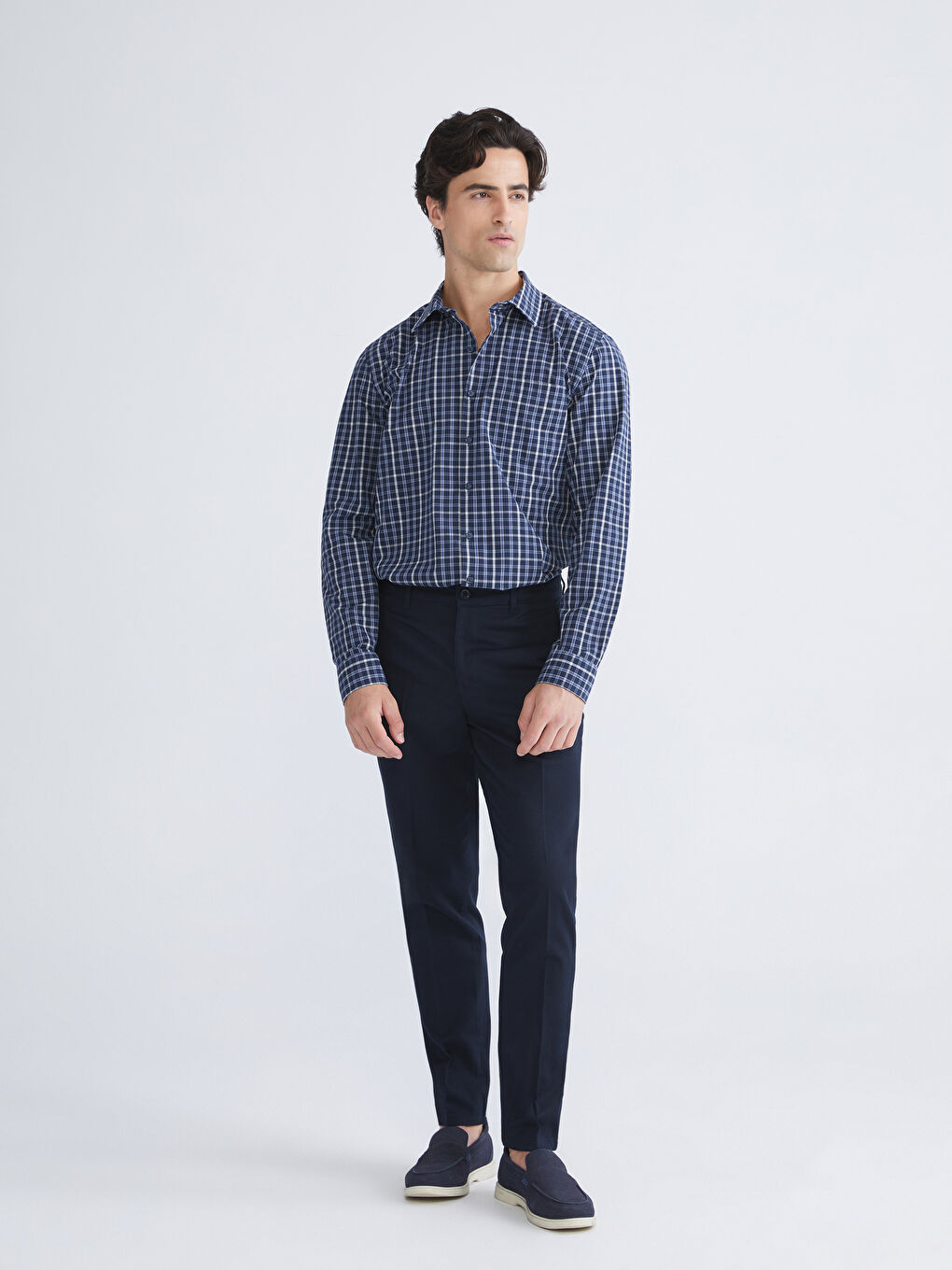 LCWAIKIKI Classic Regular Fit Long Sleeve Plaid Poplin Men's Shirt -W5FF15Z8-LN6