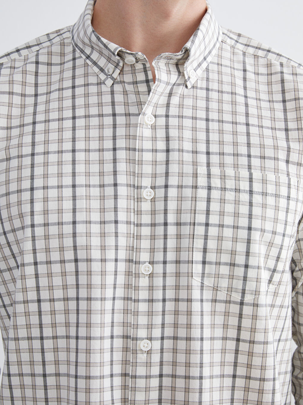 LCWAIKIKI Classic Regular Fit Long Sleeve Plaid Poplin Men's Shirt -W5FF15Z8-LKQ