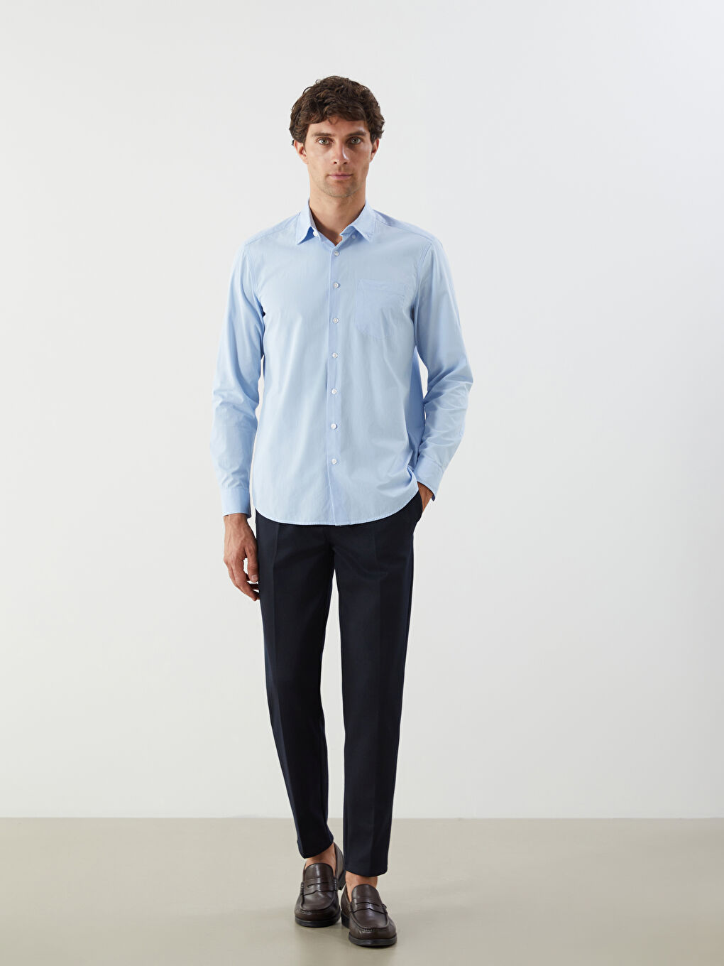 LCWAIKIKI Classic Regular Fit Long Sleeve Poplin Men's Shirt -W5FF19Z8-FH0