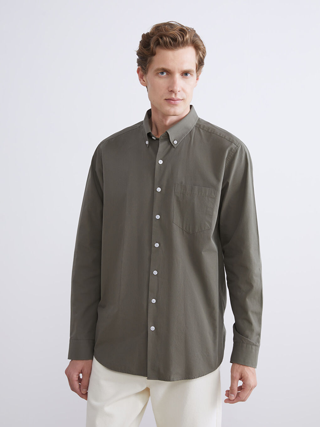 LCWAIKIKI Classic Regular Fit Long Sleeve Poplin Men's Shirt -W5FF19Z8-R38