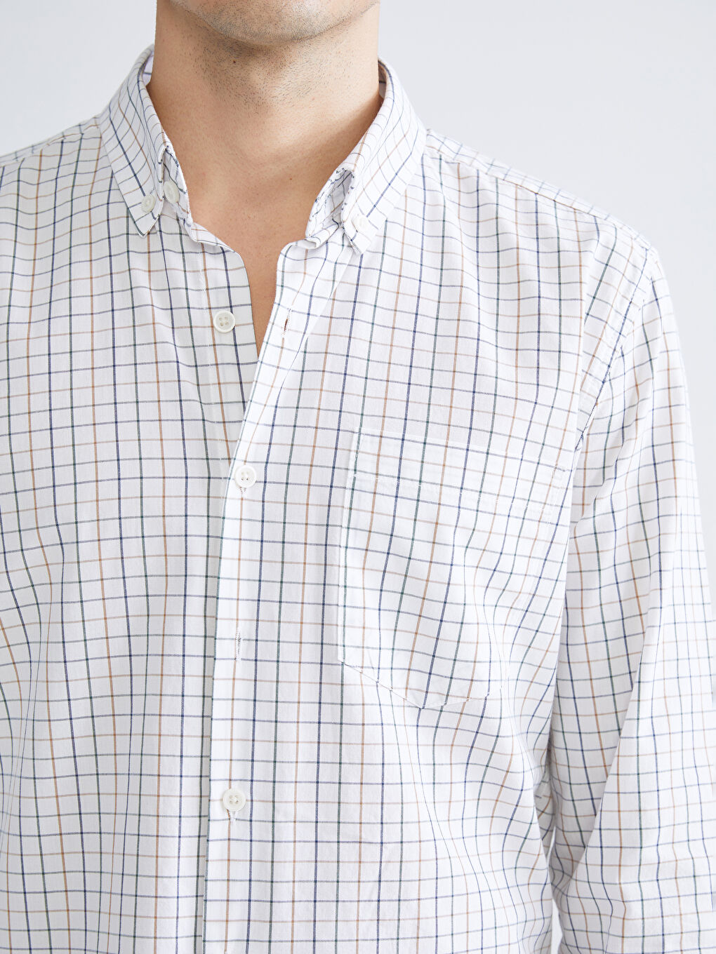 LCWAIKIKI Classic Regular Fit Long Sleeve Plaid Poplin Men's Shirt -W5FF20Z8-LKQ