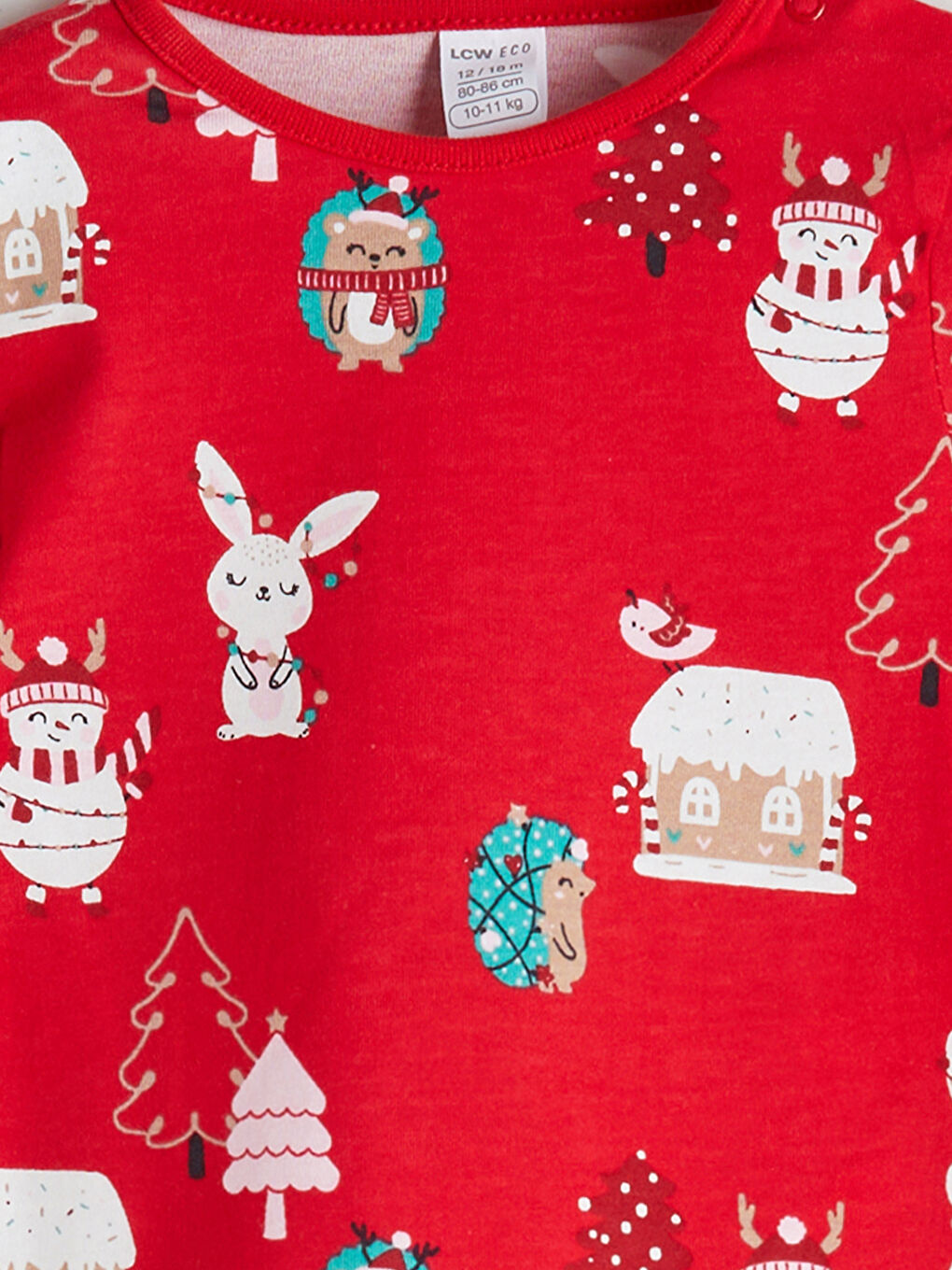 Kırmızı Bisiklet Yaka Baskılı Kız Bebek Tişört-1