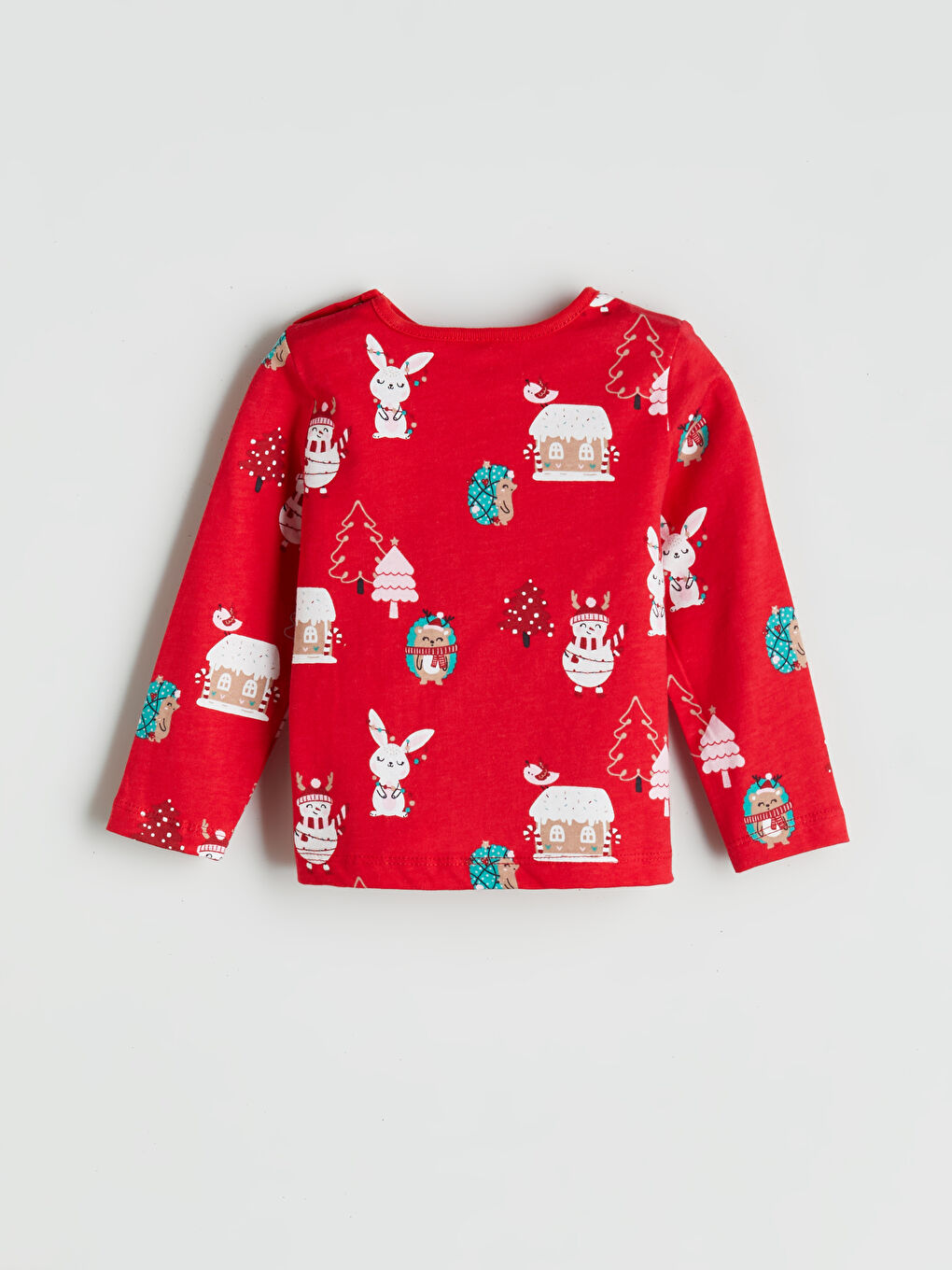 Kırmızı Bisiklet Yaka Baskılı Kız Bebek Tişört-2