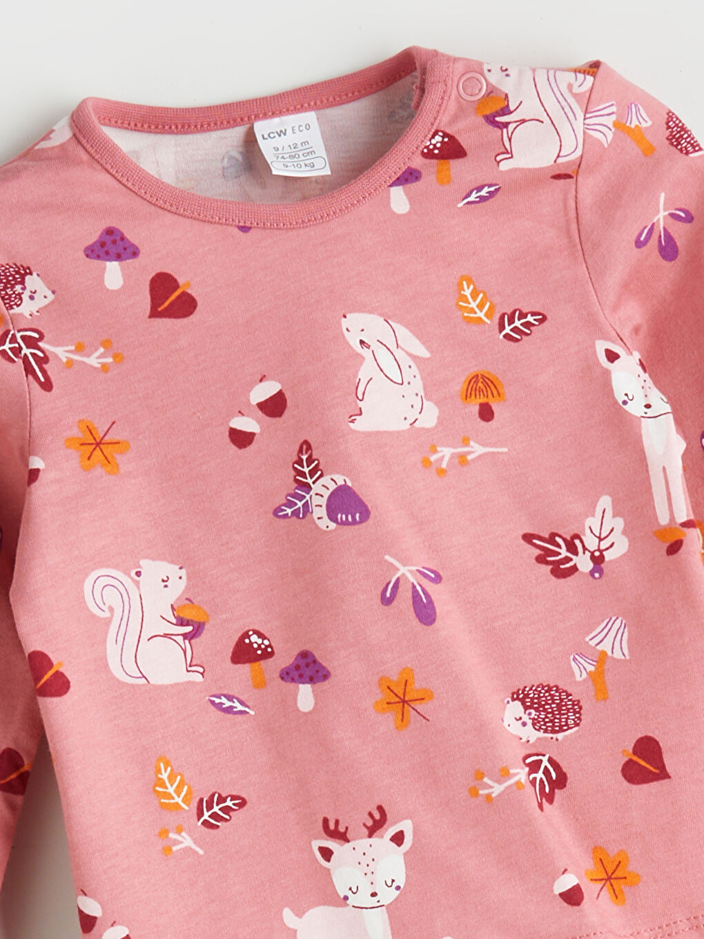 Pembe Bisiklet Yaka Baskılı Kız Bebek Tişört-1