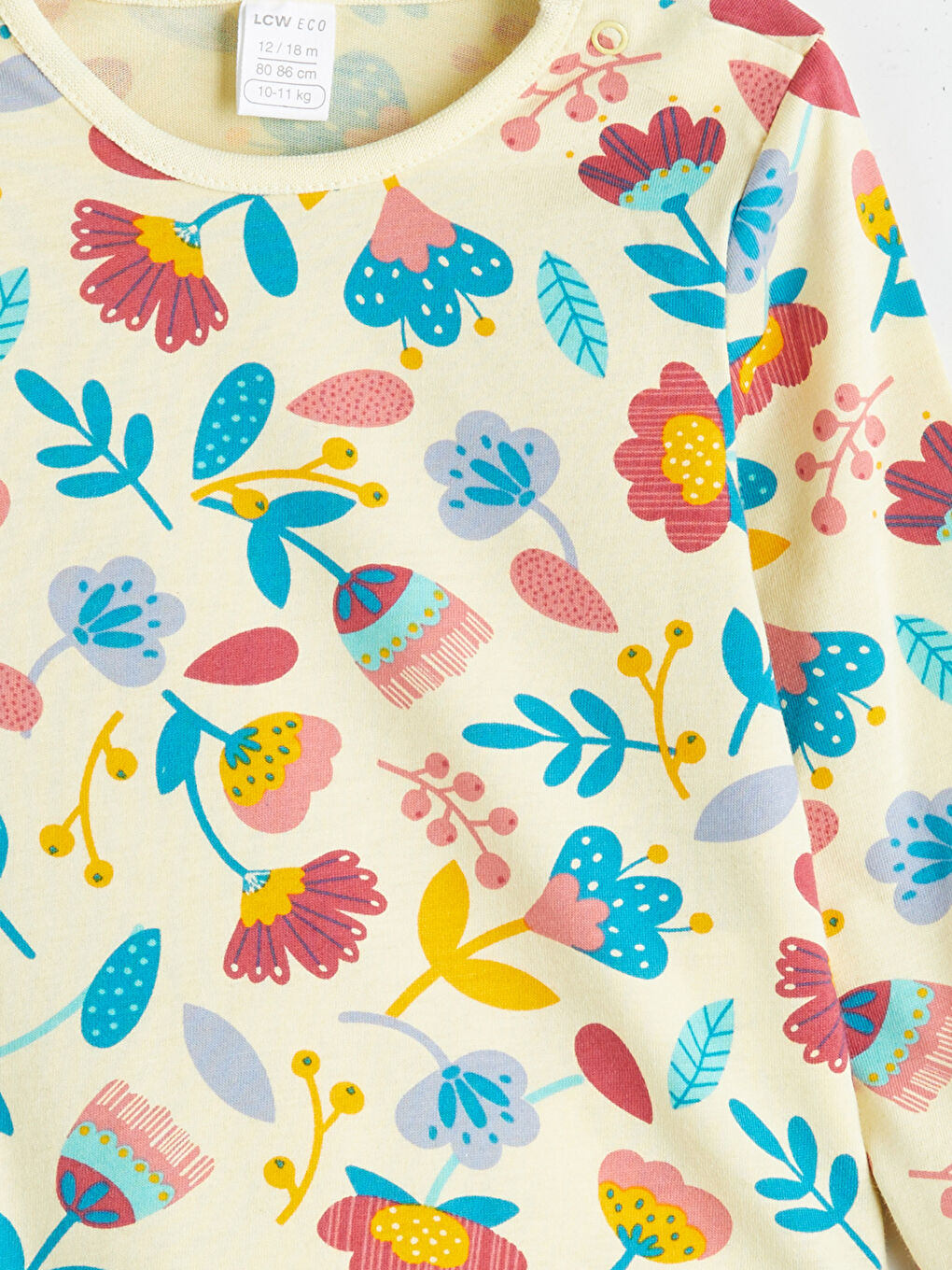 Sarı Bisiklet Yaka Çiçekli Kız Bebek Tişört-2