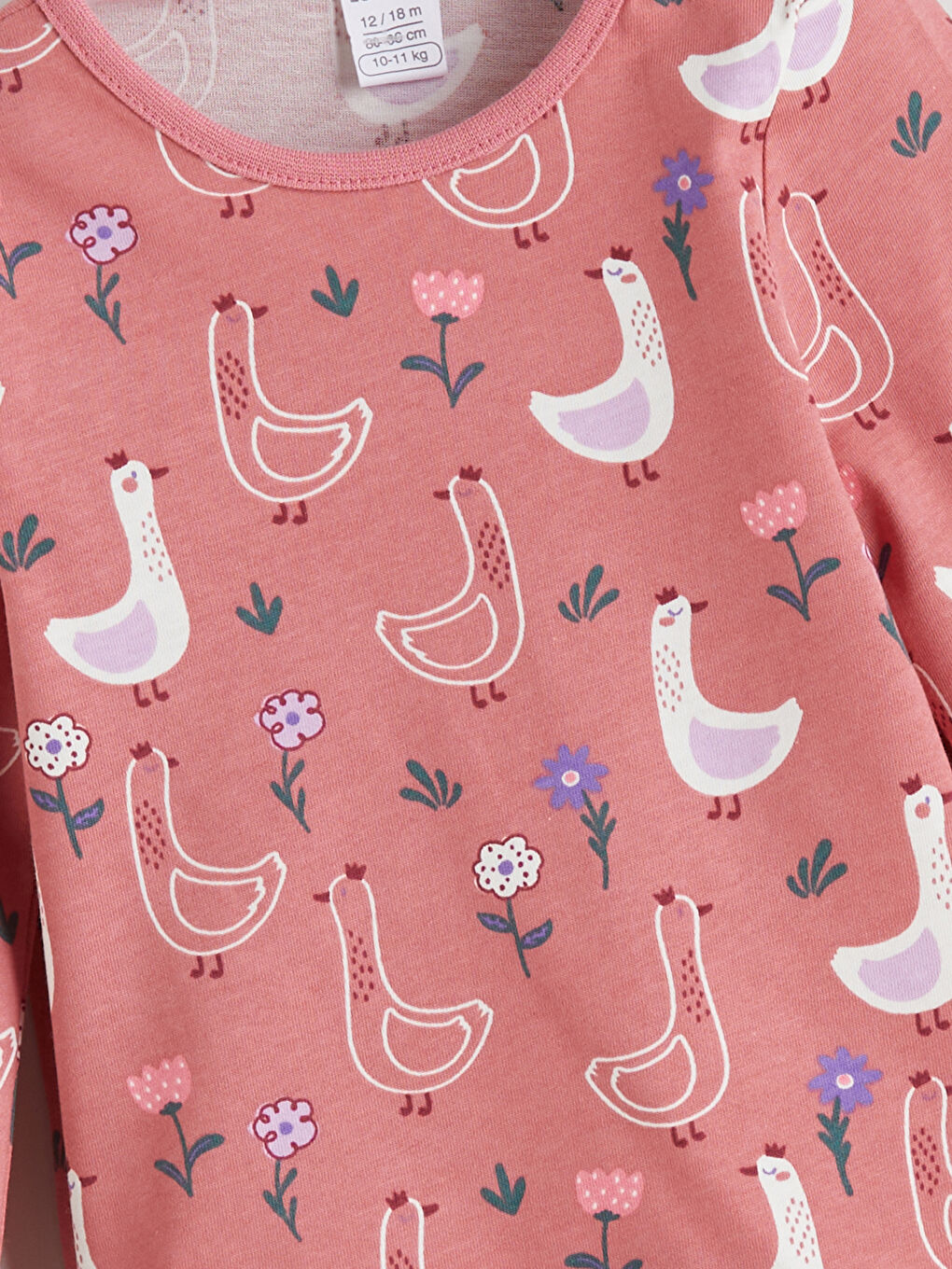 Pembe Bisiklet Yaka Baskılı Kız Bebek Tişört-1