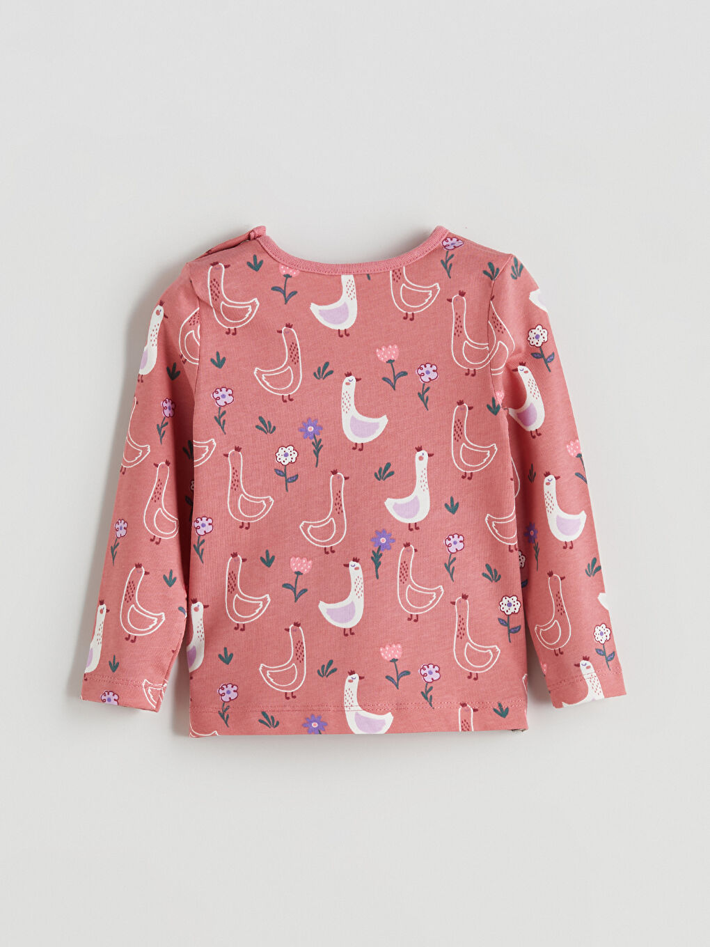 Pembe Bisiklet Yaka Baskılı Kız Bebek Tişört-2