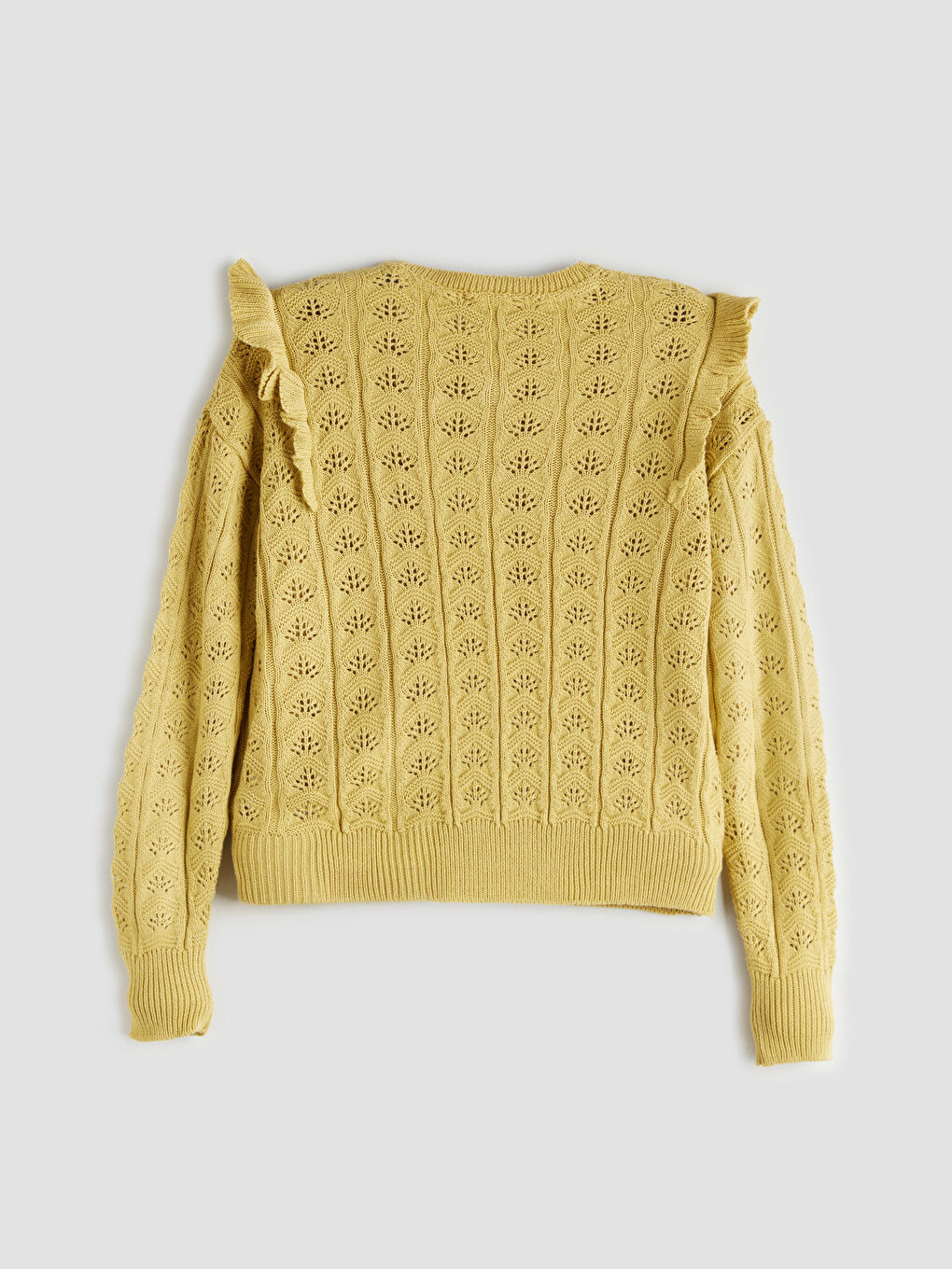 Yeşil Bisiklet Yaka Ajurlu Kadın Triko Kazak-5