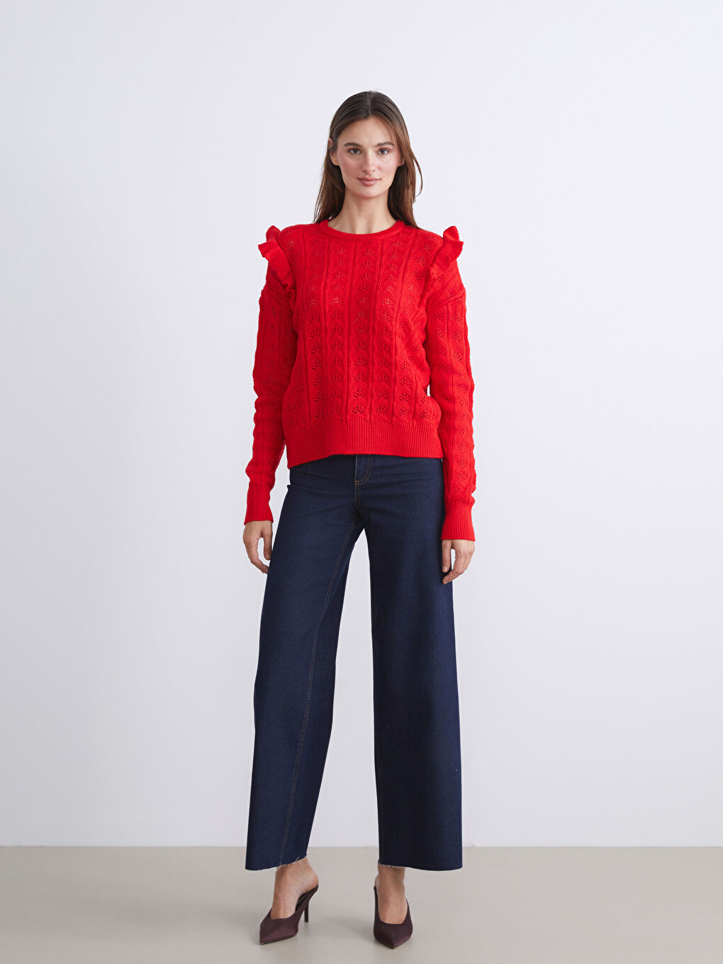 Crew Neck Hole-Knitted Women's Knitwear Sweater-1