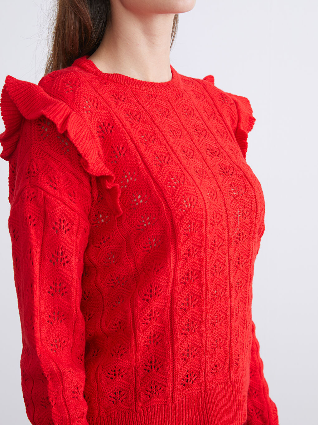 Crew Neck Hole-Knitted Women's Knitwear Sweater-2