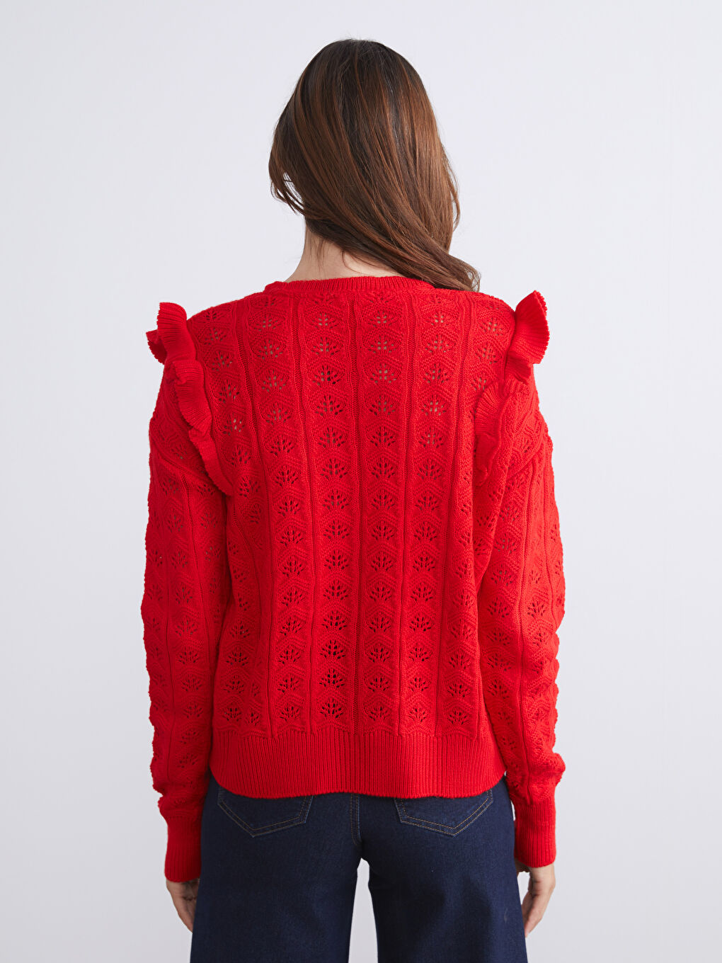 Crew Neck Hole-Knitted Women's Knitwear Sweater-3