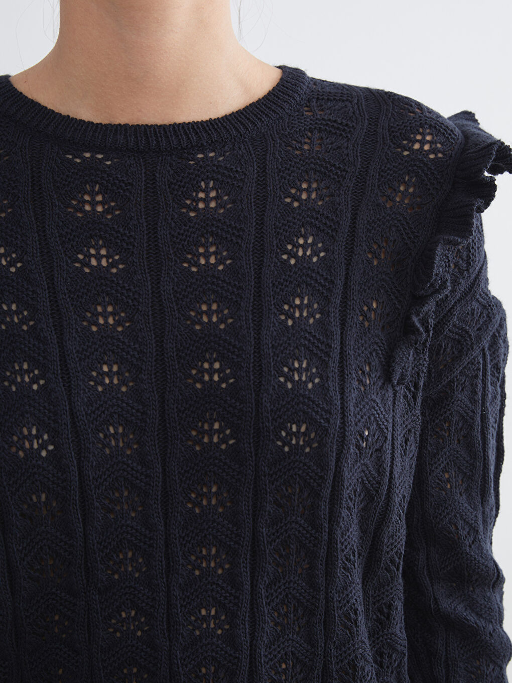 Crew Neck Hole-Knitted Women's Knitwear Sweater-2