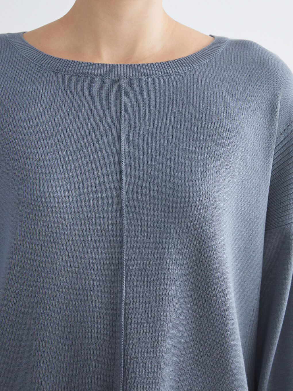 Gri Bisiklet Yaka Kadın Triko Kazak-2