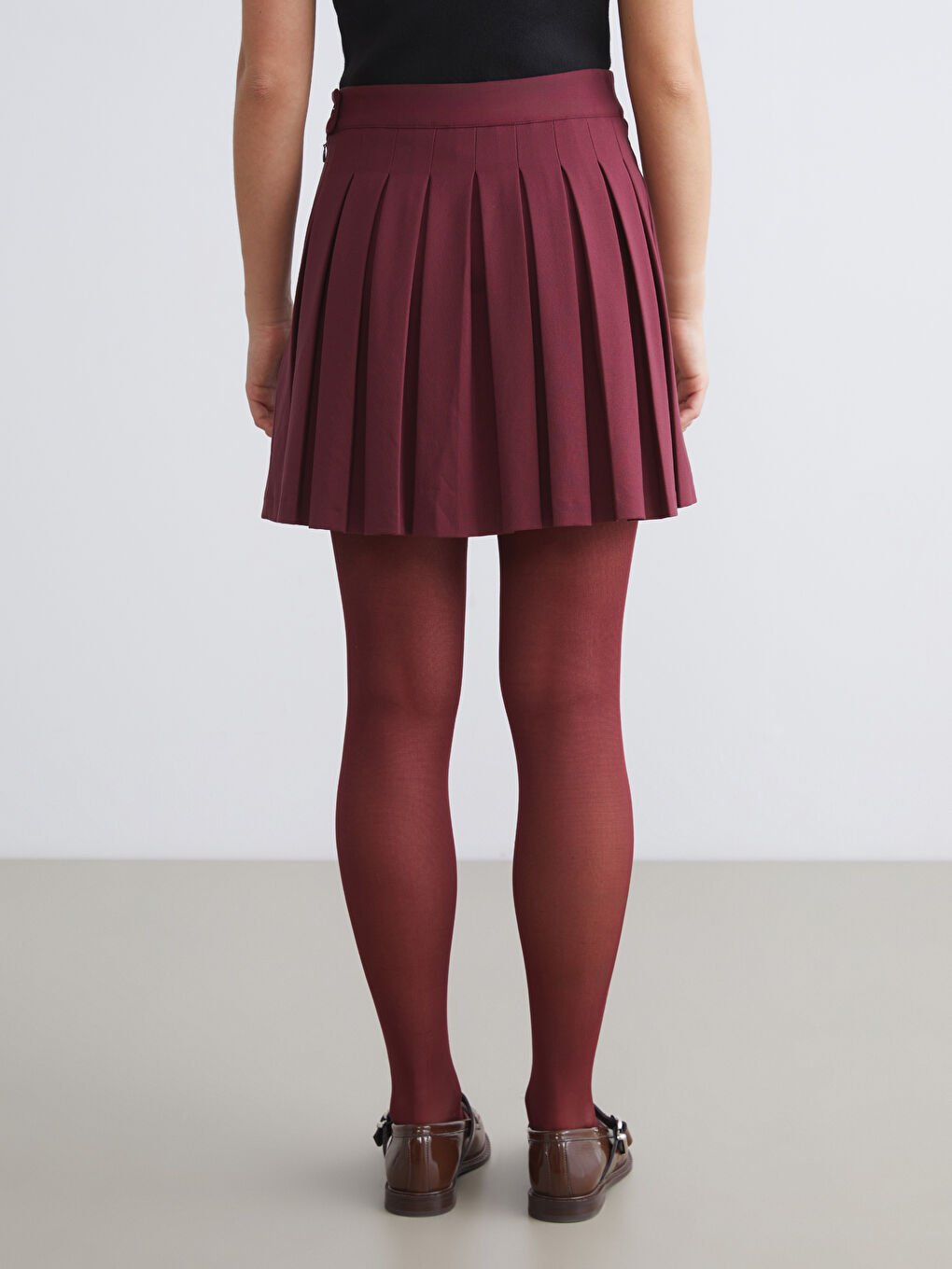 Waist Zipper Pleated Mini Skirt-3