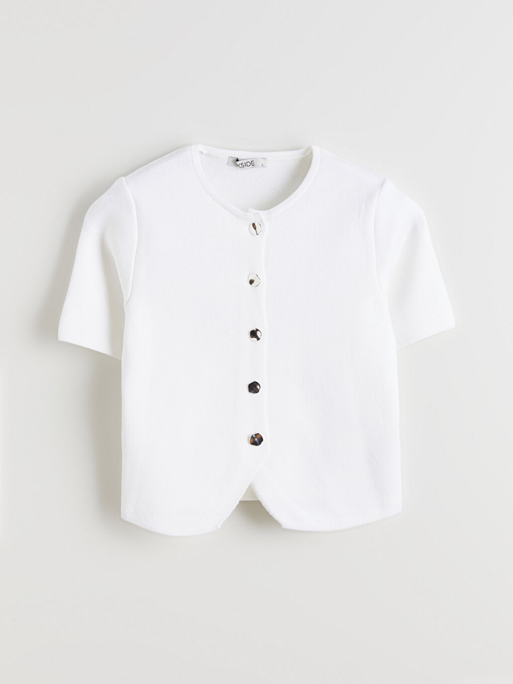 Ekru Bisiklet Yaka Kadın Triko Hırka-4