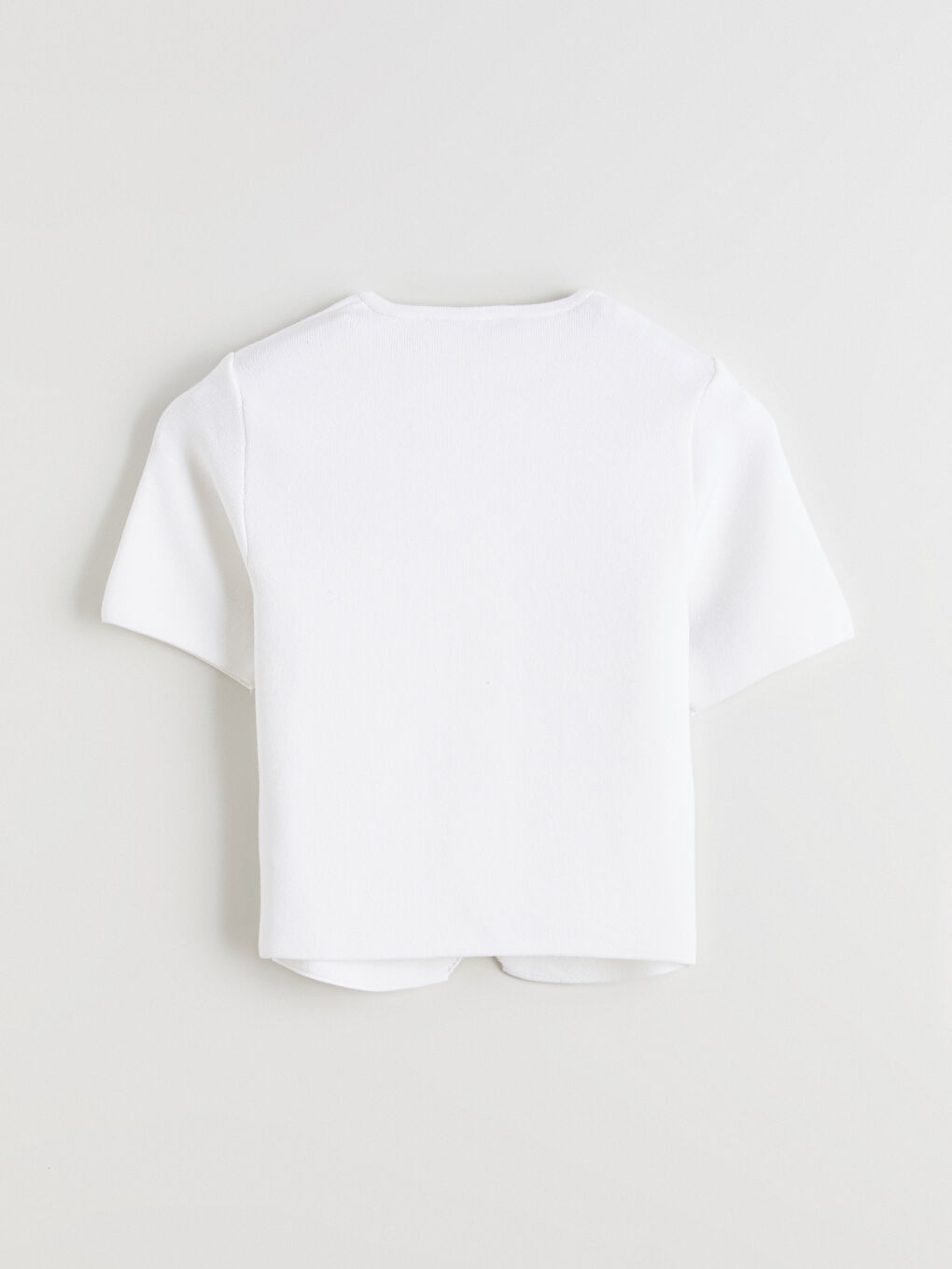 Ekru Bisiklet Yaka Kadın Triko Hırka-5