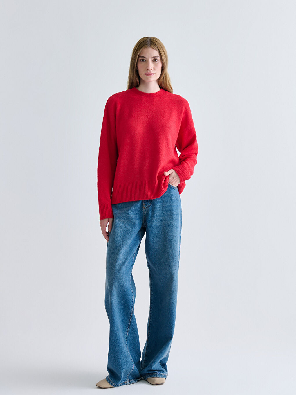 Crew Neck Oversize Women's Knitwear Sweater-1