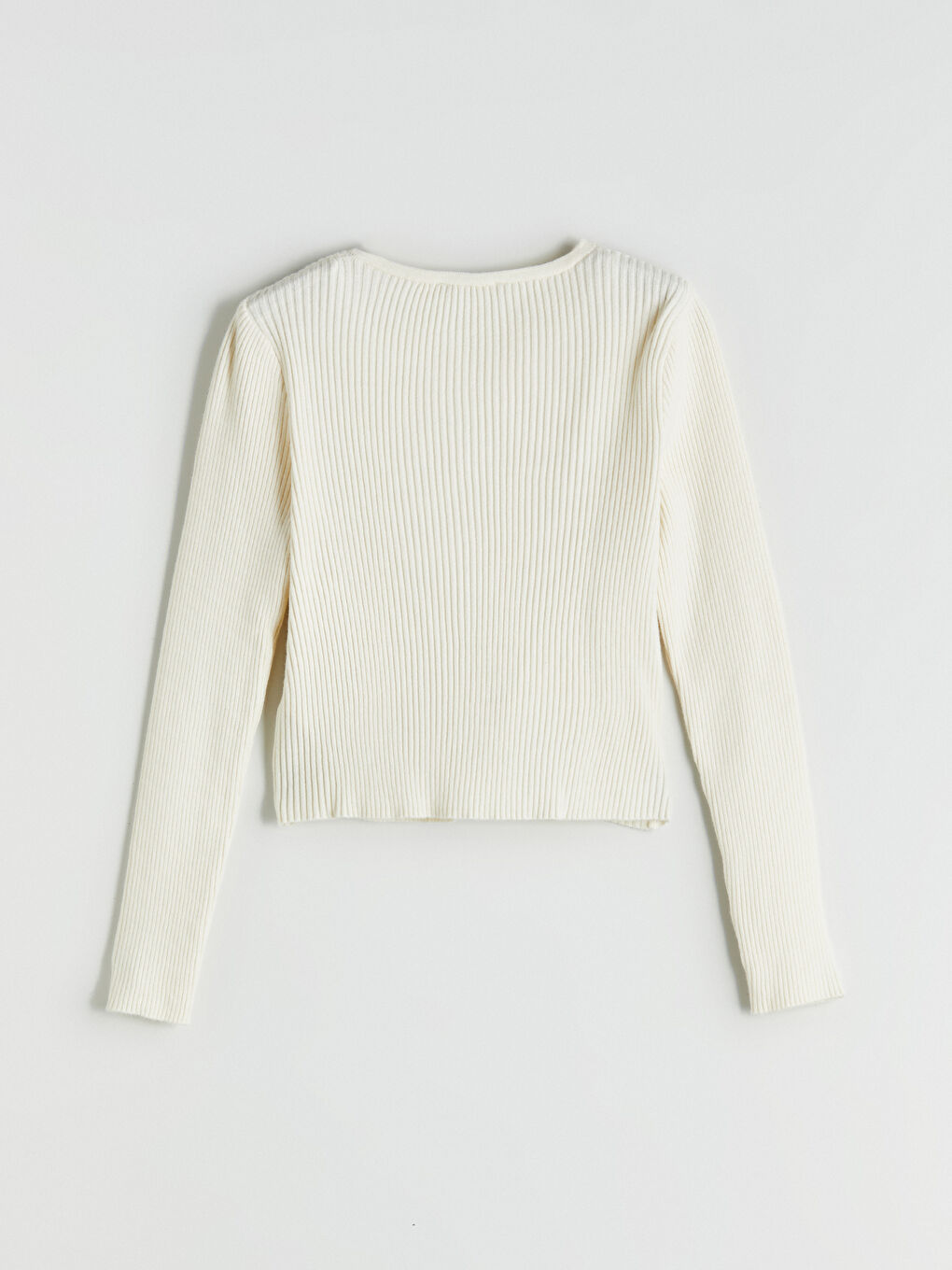 Bej Bisiklet Yaka Kadın Triko Hırka-5