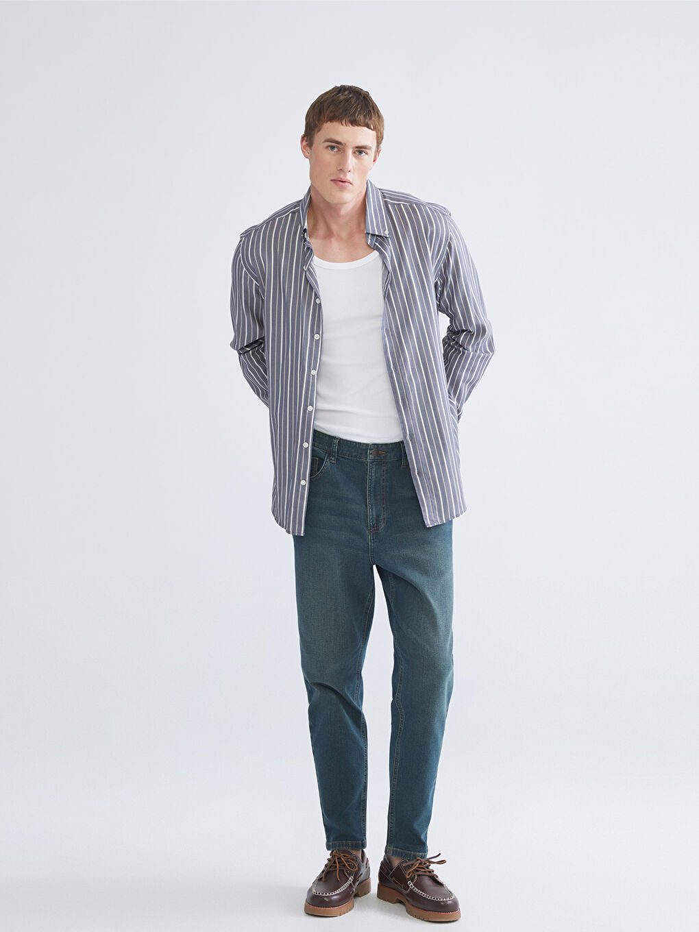 Yeşil Loose Fit Erkek Jean Pantolon