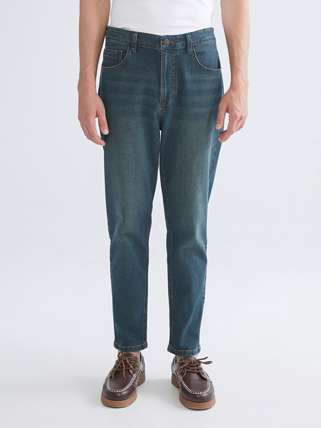 Yeşil Loose Fit Erkek Jean Pantolon-1