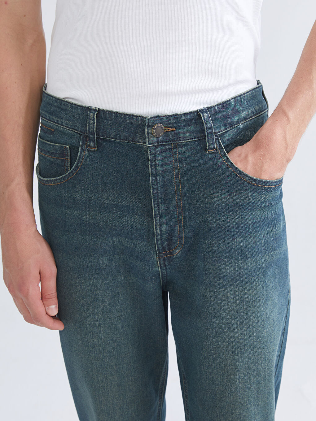 Yeşil Loose Fit Erkek Jean Pantolon-2