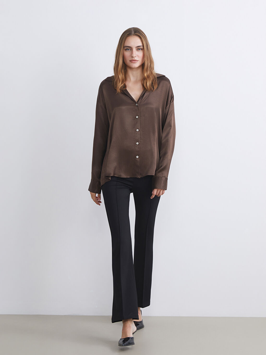 LCW ECO Women's Trousers with Elastic Waist and Flared Leg -W5FF51Z8-CVL