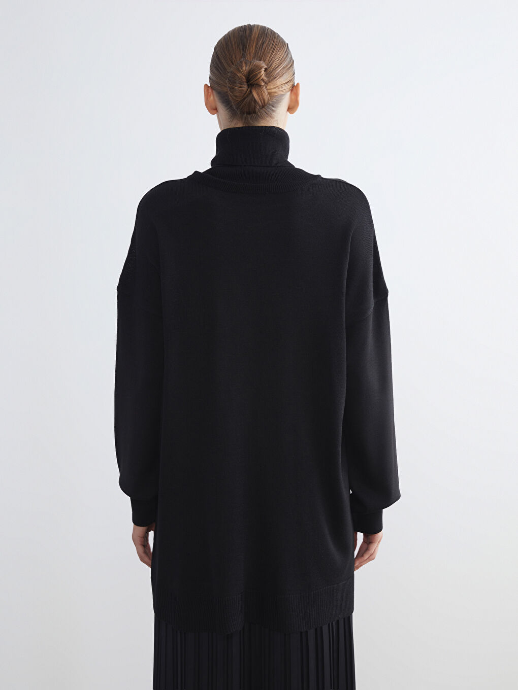 Siyah Balıkçı Yaka Kadın Triko Kazak-3