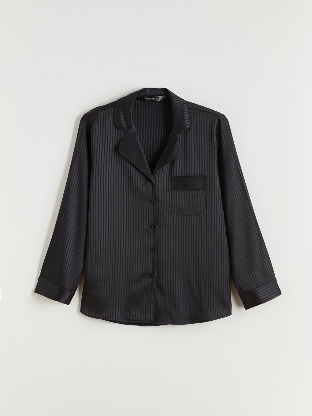 طقم بيجامة ستان مخطط بياقة قميص للسيدات-5