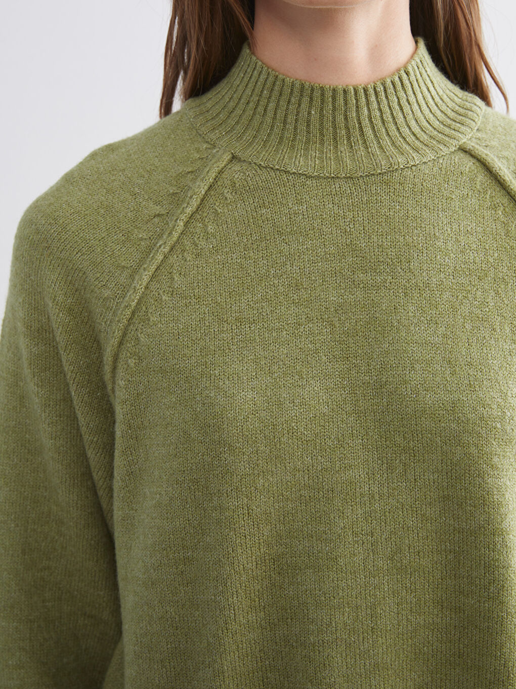 Yeşil Yarım Balıkçı Yaka Kadın Triko Kazak-2