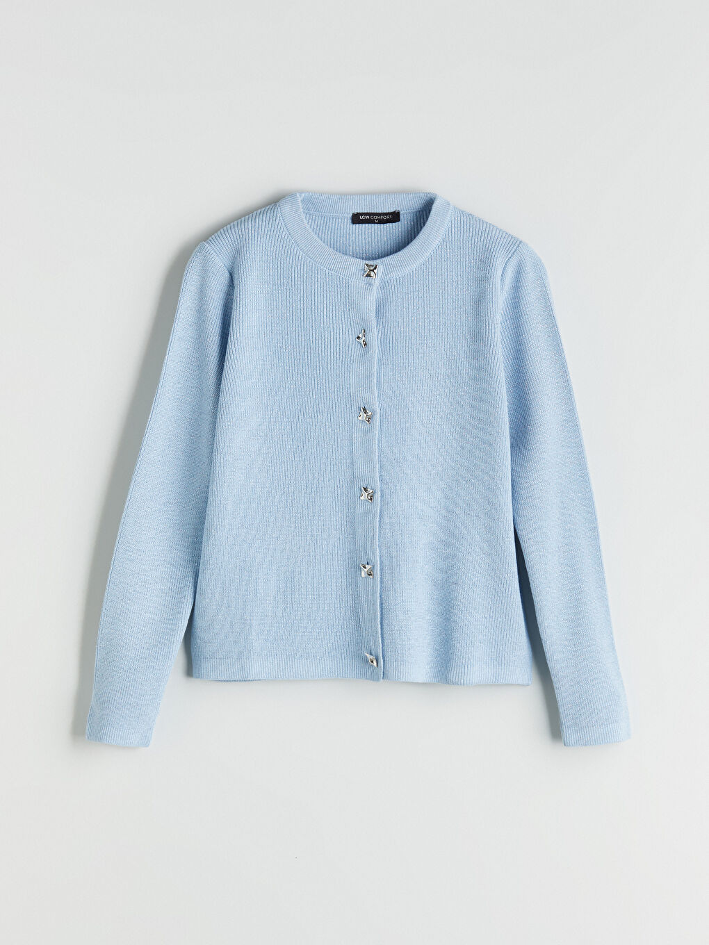 LCW Comfort Crew Neck Women's Knitwear Cardigan -W5FF61Z8-DZB