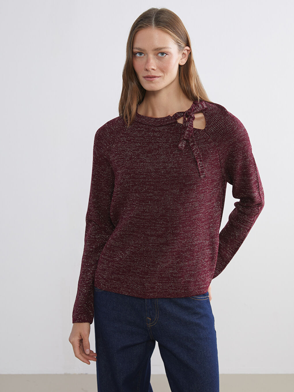 Tie Collar Women's Knitwear Sweater