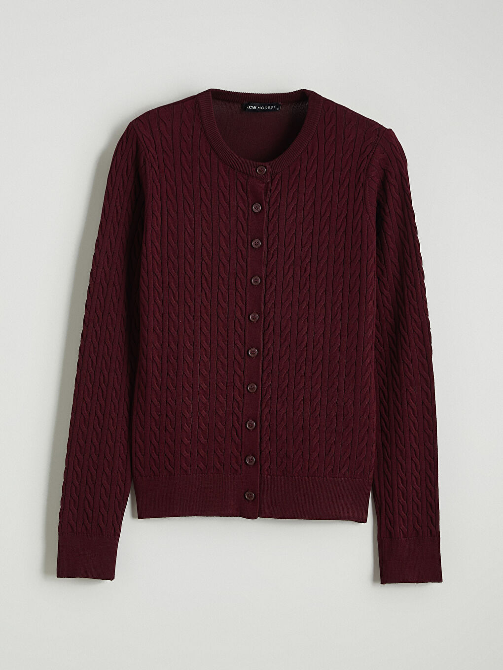 Bordo Bisiklet Yaka Kendinden Desenli Kadın Triko Hırka-4