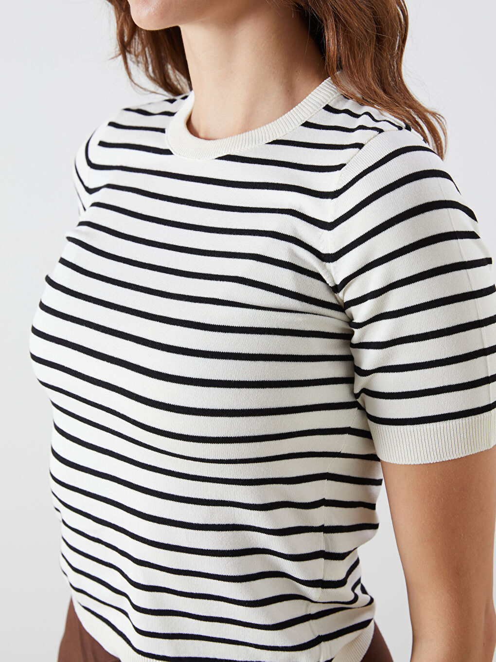 LCW Vision Crew Neck Striped Women's Knitwear Sweater -W5FF93Z8-LEG