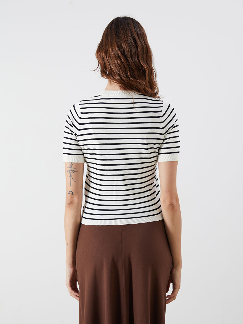 LCW Vision Crew Neck Striped Women's Knitwear Sweater -W5FF93Z8-LEG