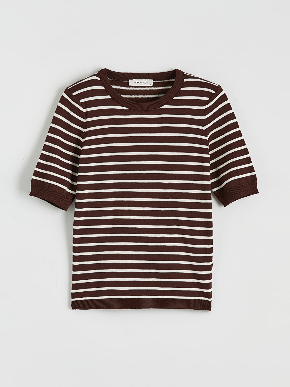 Bisiklet Yaka Çizgili Kadın Triko Kazak-8