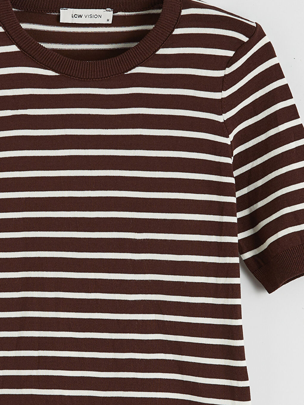 Bisiklet Yaka Çizgili Kadın Triko Kazak-9