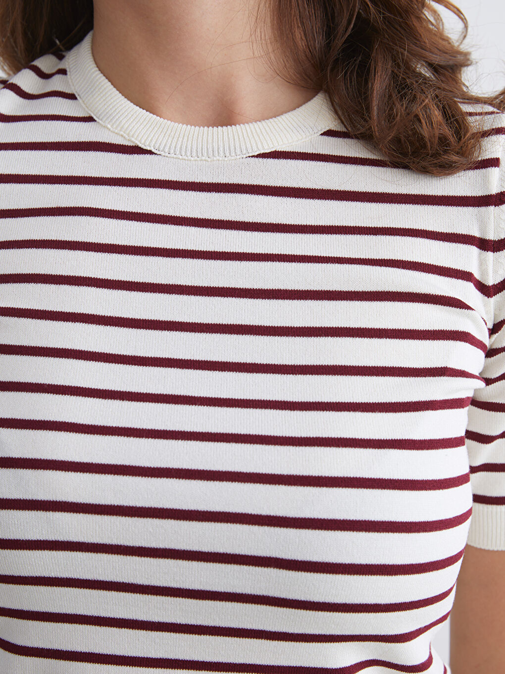 Crew Neck Striped Women's Knitwear Sweater-2