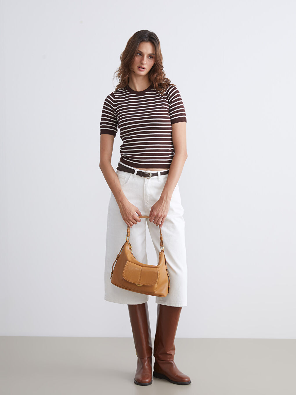 Crew Neck Striped Women's Knitwear Sweater-1