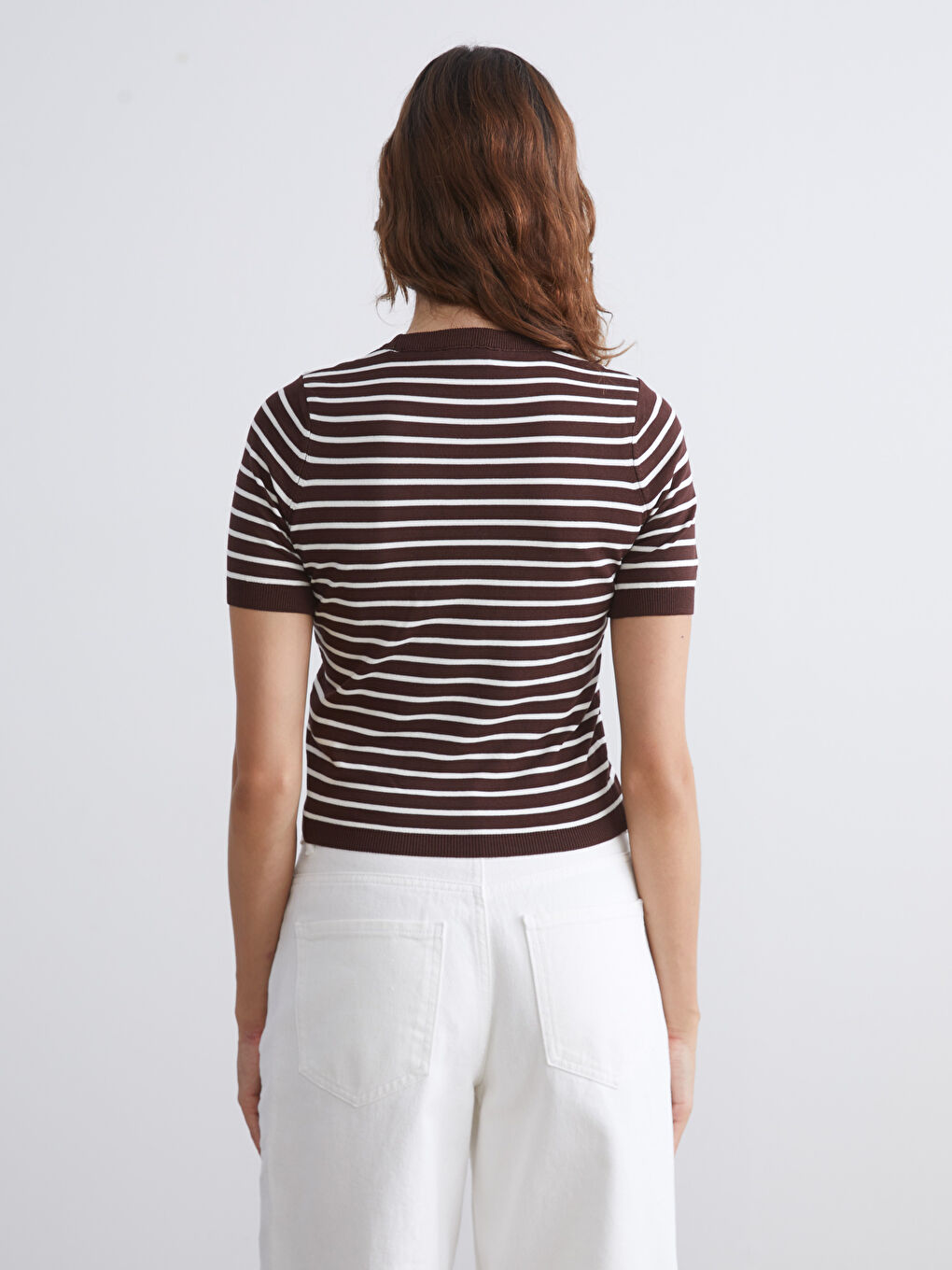 Crew Neck Striped Women's Knitwear Sweater-3